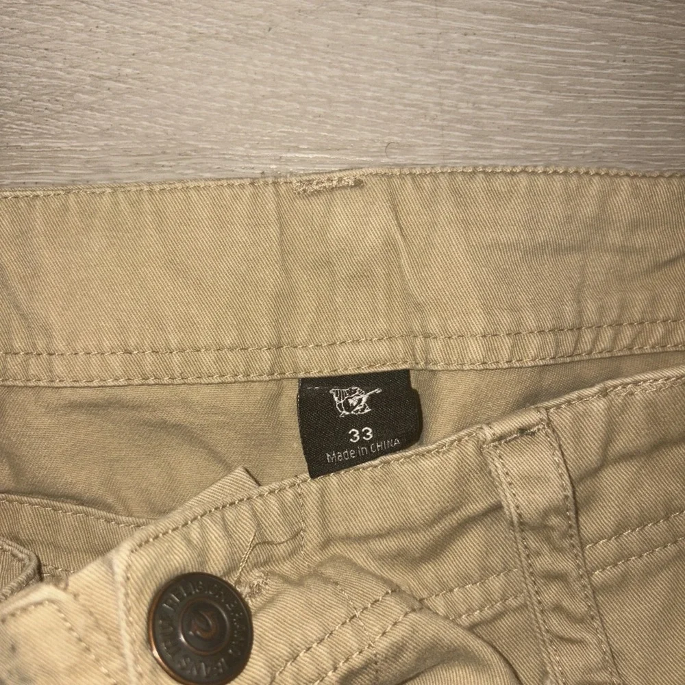 True Religion Baggy Khaki Cargo Shorts Men's 33 Tan Brown (18x23) Fit Like 36